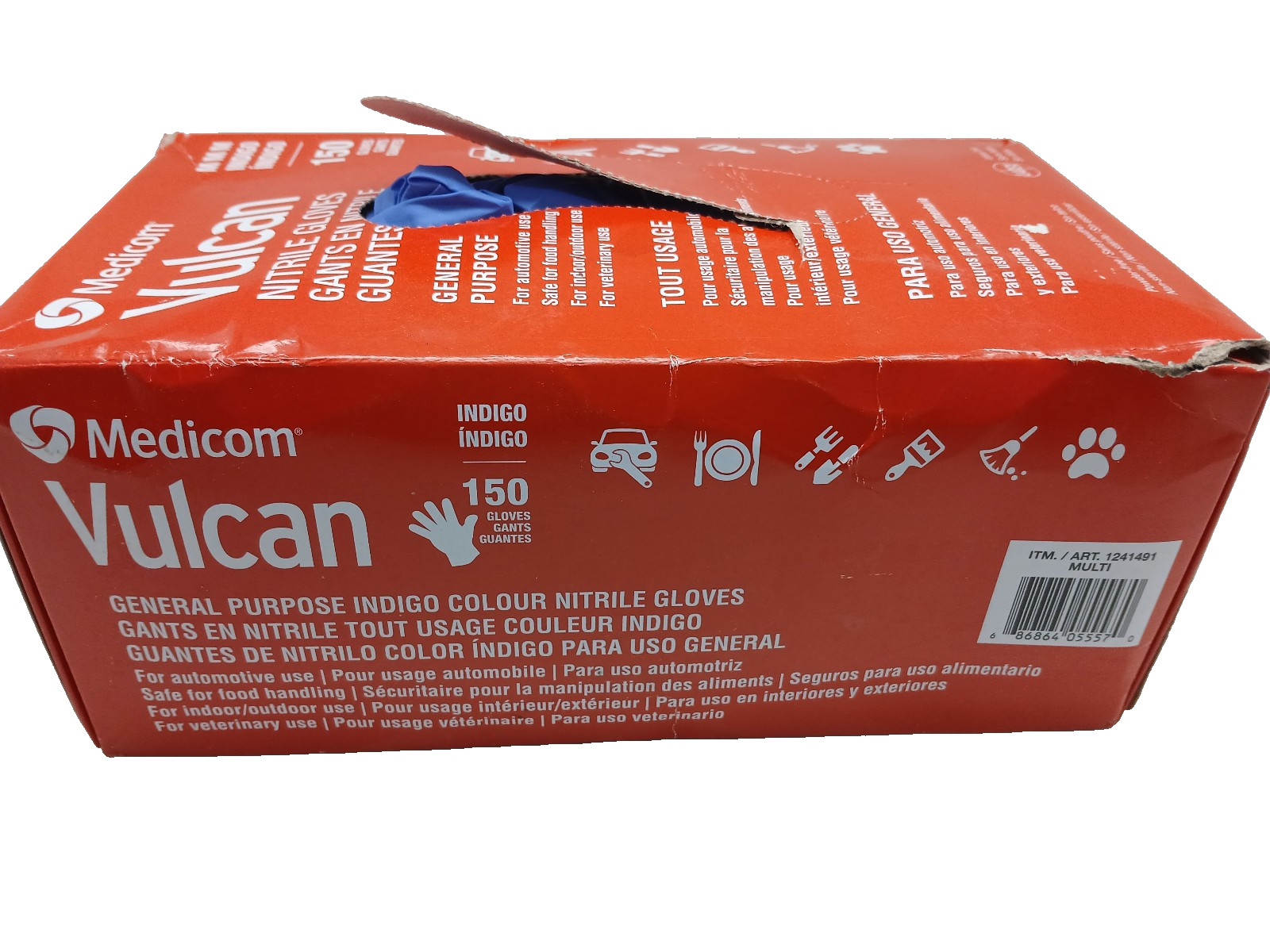 Medicom Vulcan Indigo Nitrile Exam Gloves Medium 2-Pack 150ct Each 300 Total