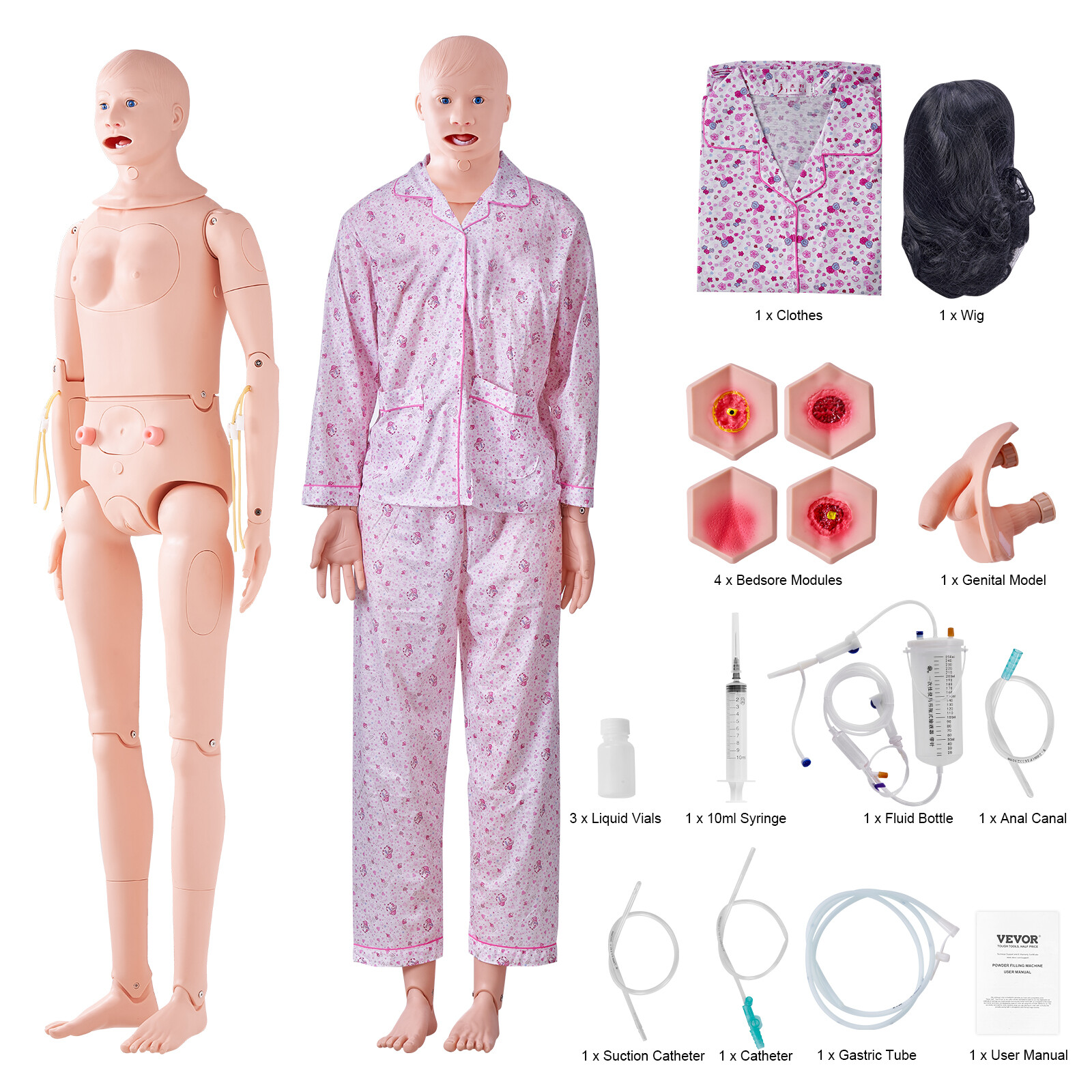 VEVOR Male/Female Manikin Model Anatomical Nursing Training Patient Care Teach