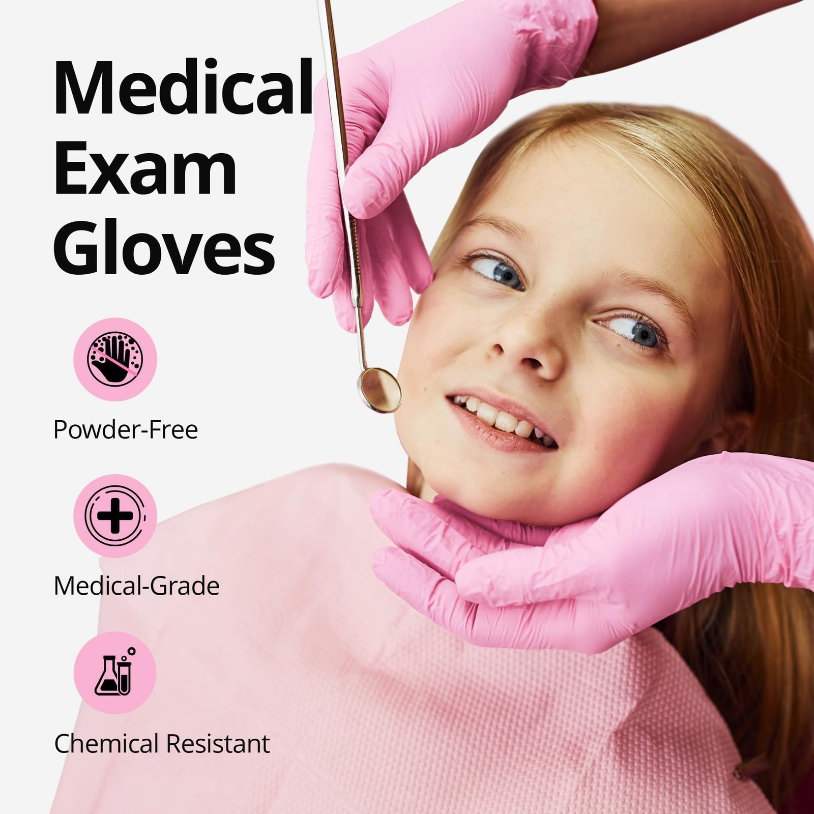 SwiftGrip Pink Nitrile Gloves, PowderFree, 1000 ct, Small