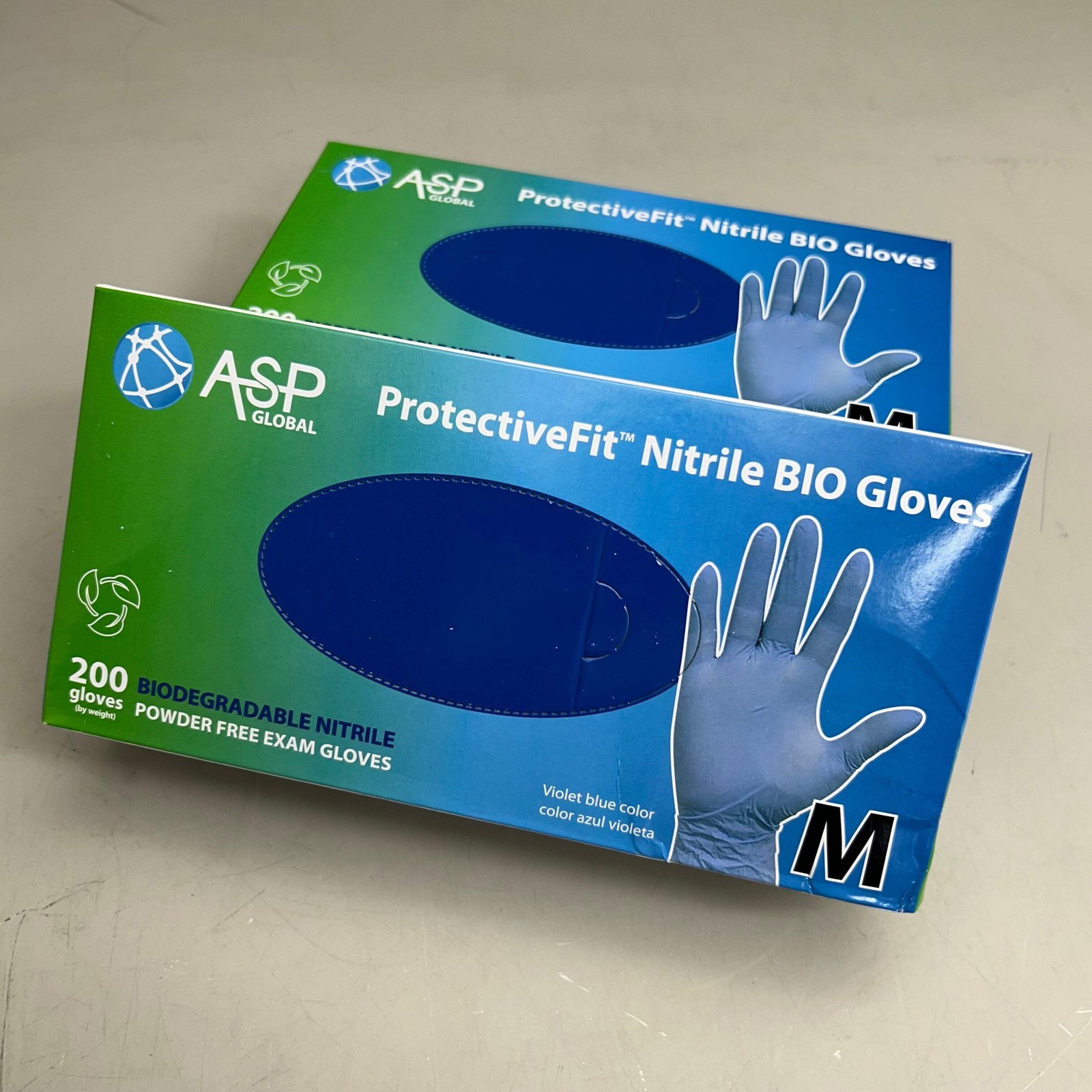 ASP GLOBAL (2 Pack, 200 Each) Protective Fit Nitrile Bio Powder Free Gloves Medi