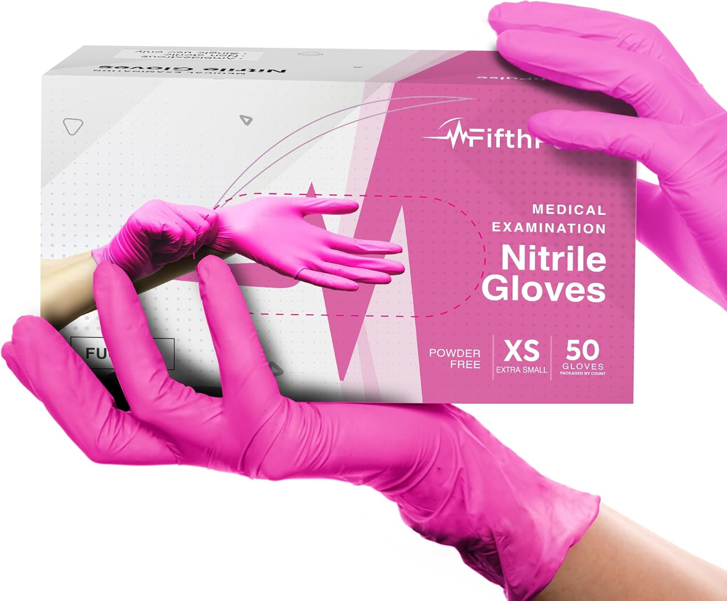 Fuchsia Hot Pink Nitrile Disposable Gloves -3 Mil Medical Exam Nitrile Gloves -P