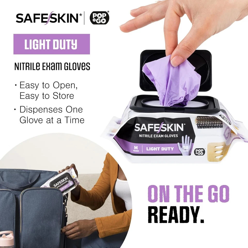 SAFESKIN Nitrile Disposable Gloves Pack of 50, Light Duty, Small