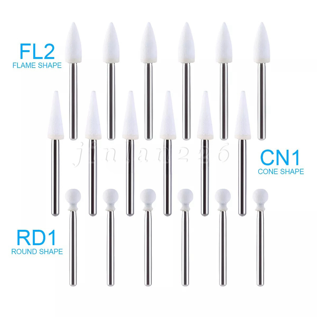 Dental White Stone Handpiece Polishing Burs FG Cone /Flame Shape Aluminum Oxide