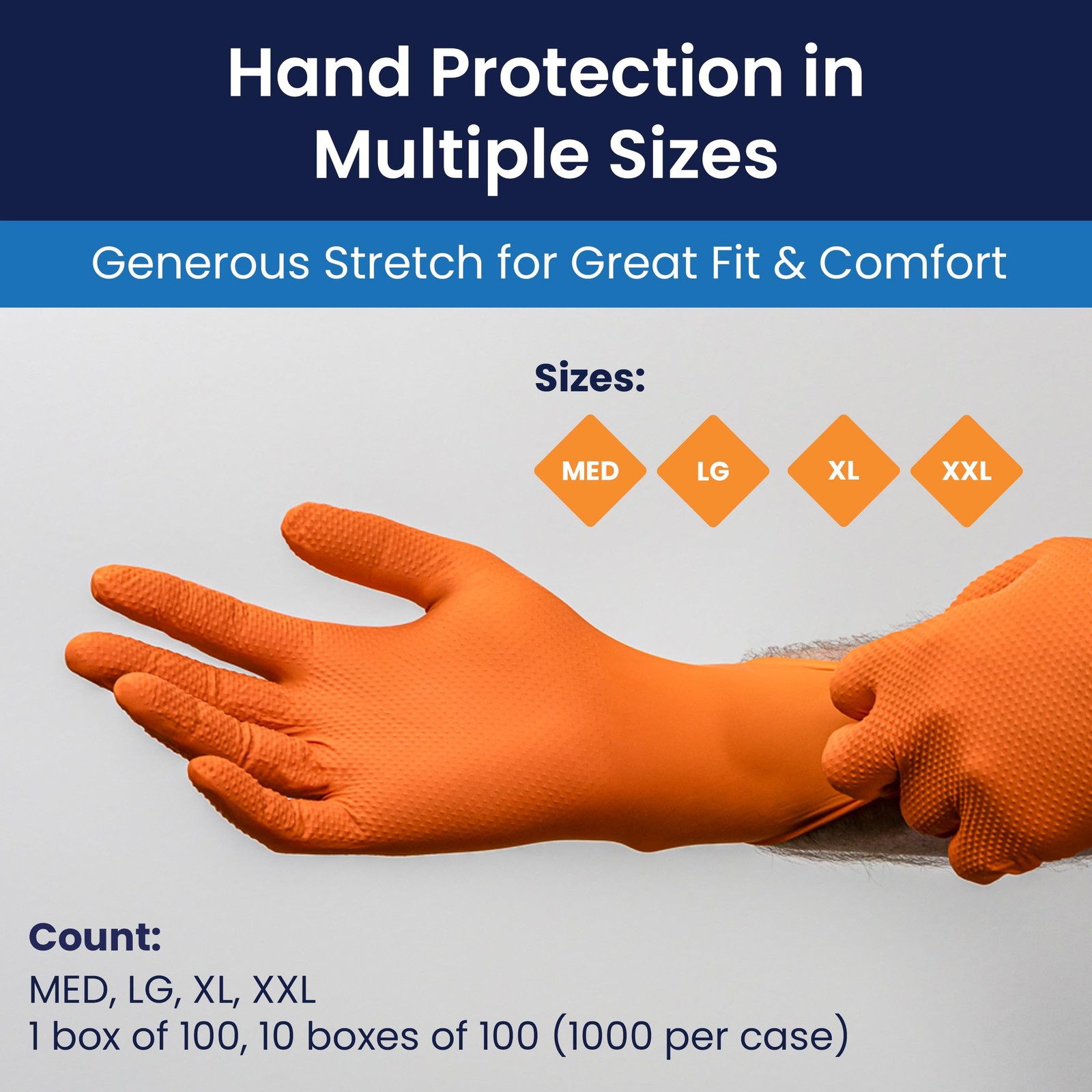 Adenna ProWorks CATCH Nitrile Work Gloves, 9 Mil, Orange, 2X~Large, 90 Pack