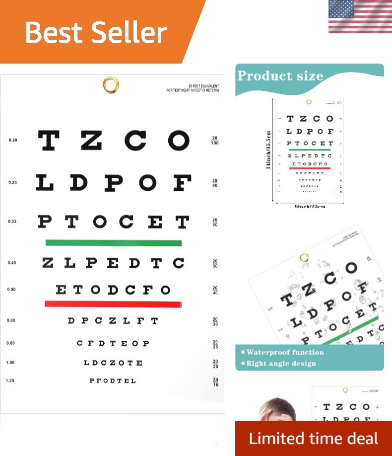 Colorful Snellen Eye Chart with Metal Eyelet – 14×9 Inches Vision