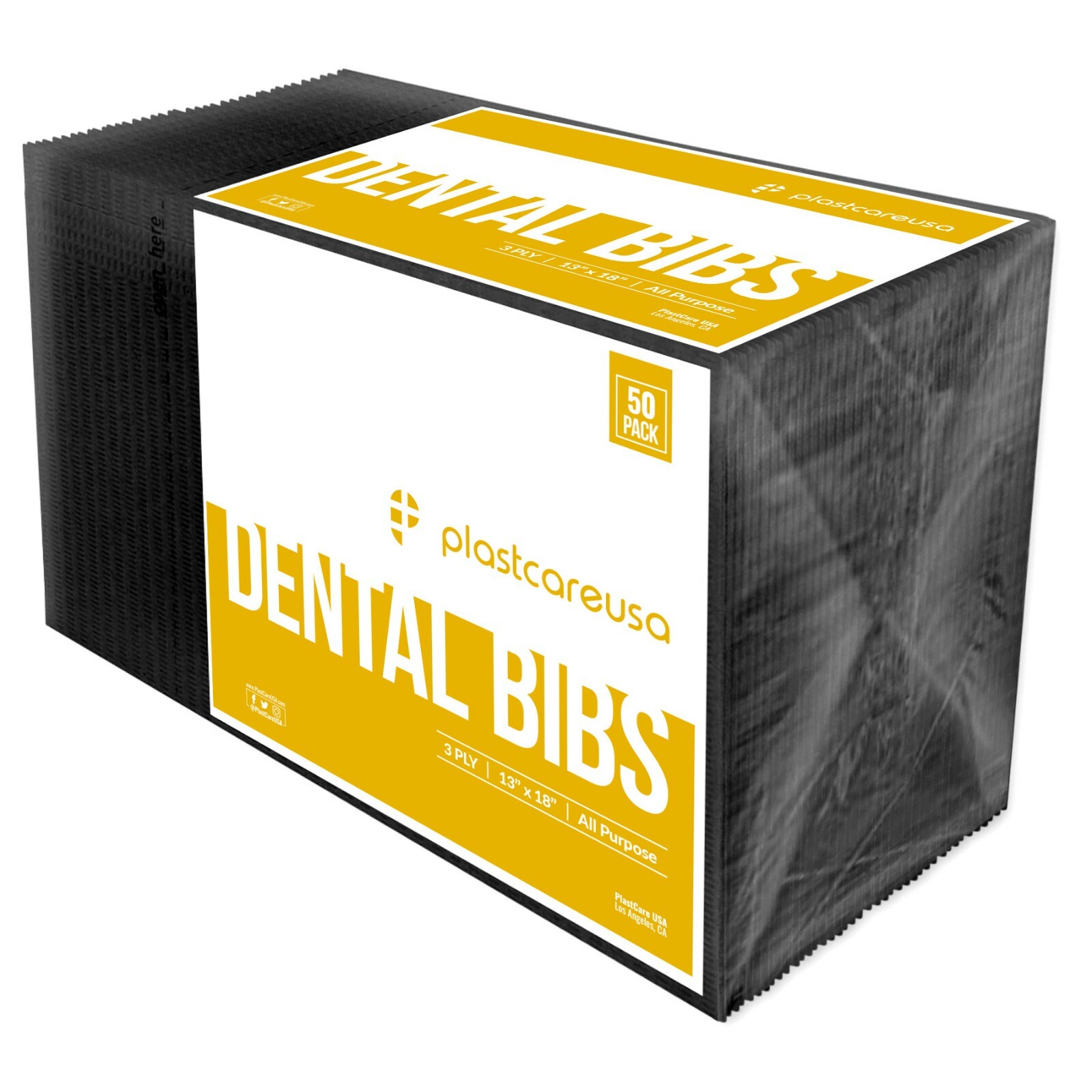 50 Black Disposable Dental Bibs, Tattoo Tray Nail Chair Bed Paper Covers