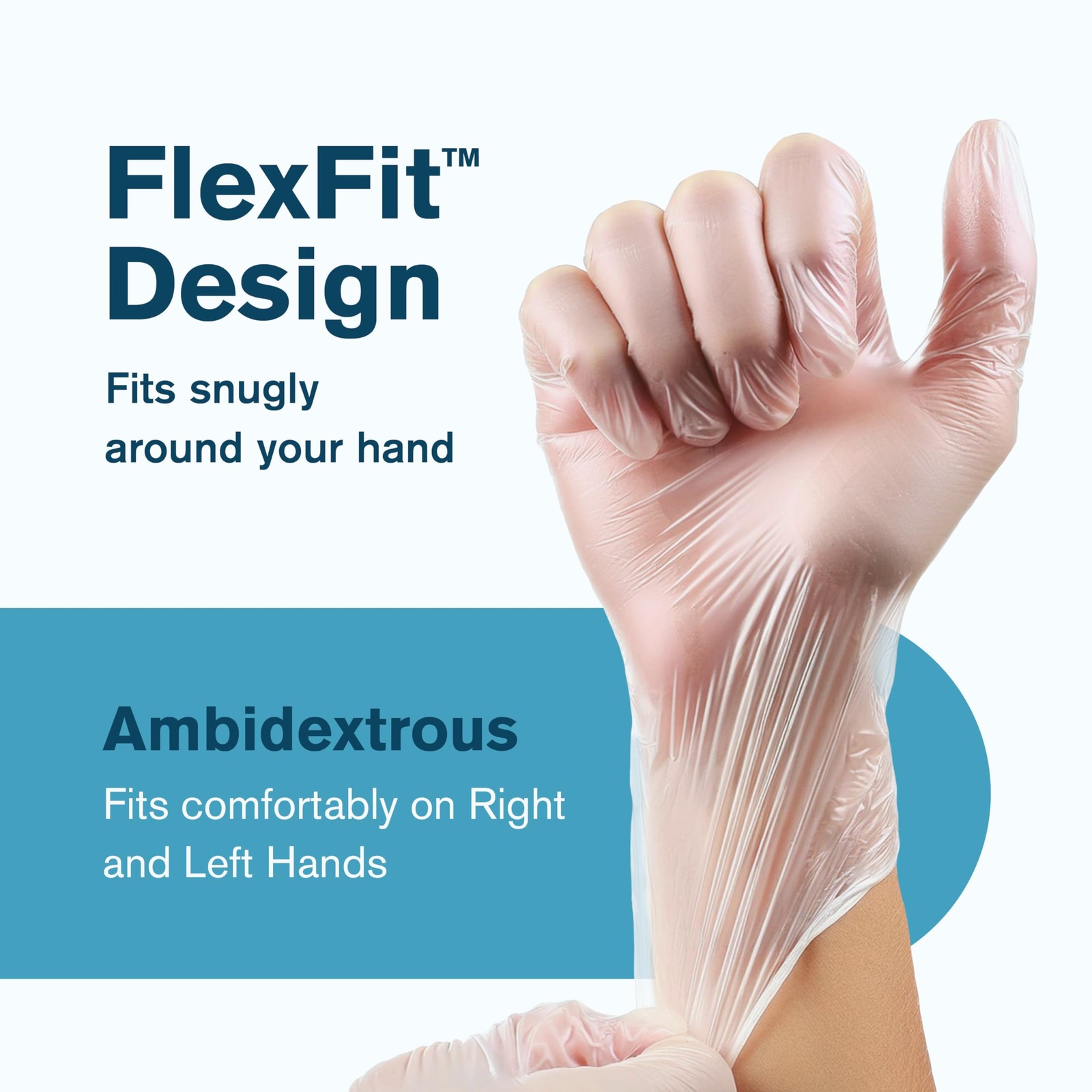Ridex Clear Vinyl Disposable Gloves, Powder~Free, Large, 100~Count