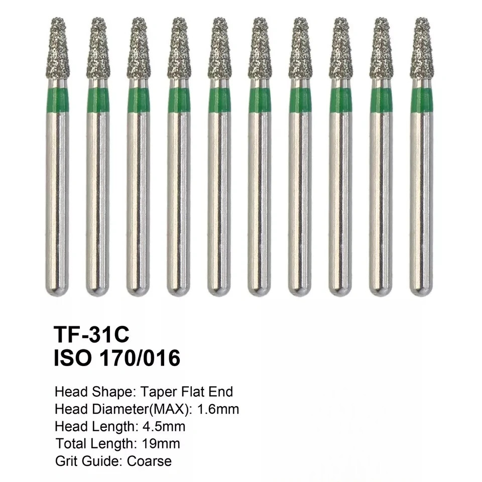 50Pcs Dental Diamond Burs FG Flat Round End Taper 847 850 855 856 for High Speed