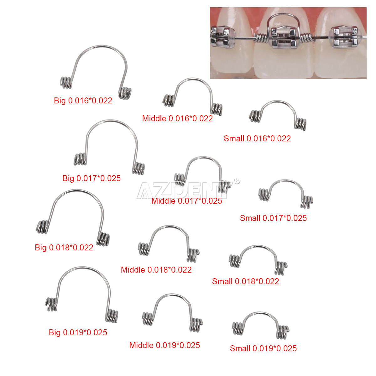 AZDENT Dental Anterior Teeth Torque Orthodontic Rectangular Springs 10Pcs/Pack