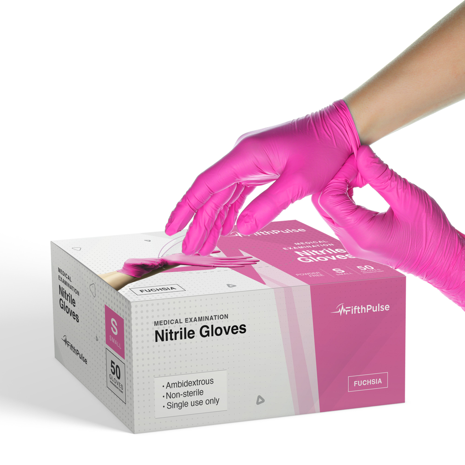 Fifth Pulse Nitrile Exam Latex Free & Powder Free Gloves – Fushia – 50 pk (Sm)