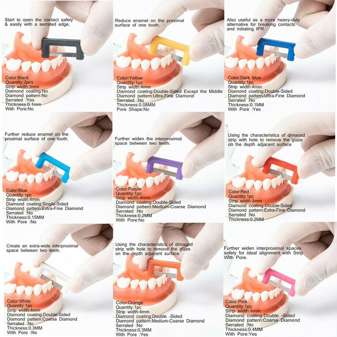 10X Dental Orthodontic strips Interproximal enamel strips reduction IPR kit0.2mm