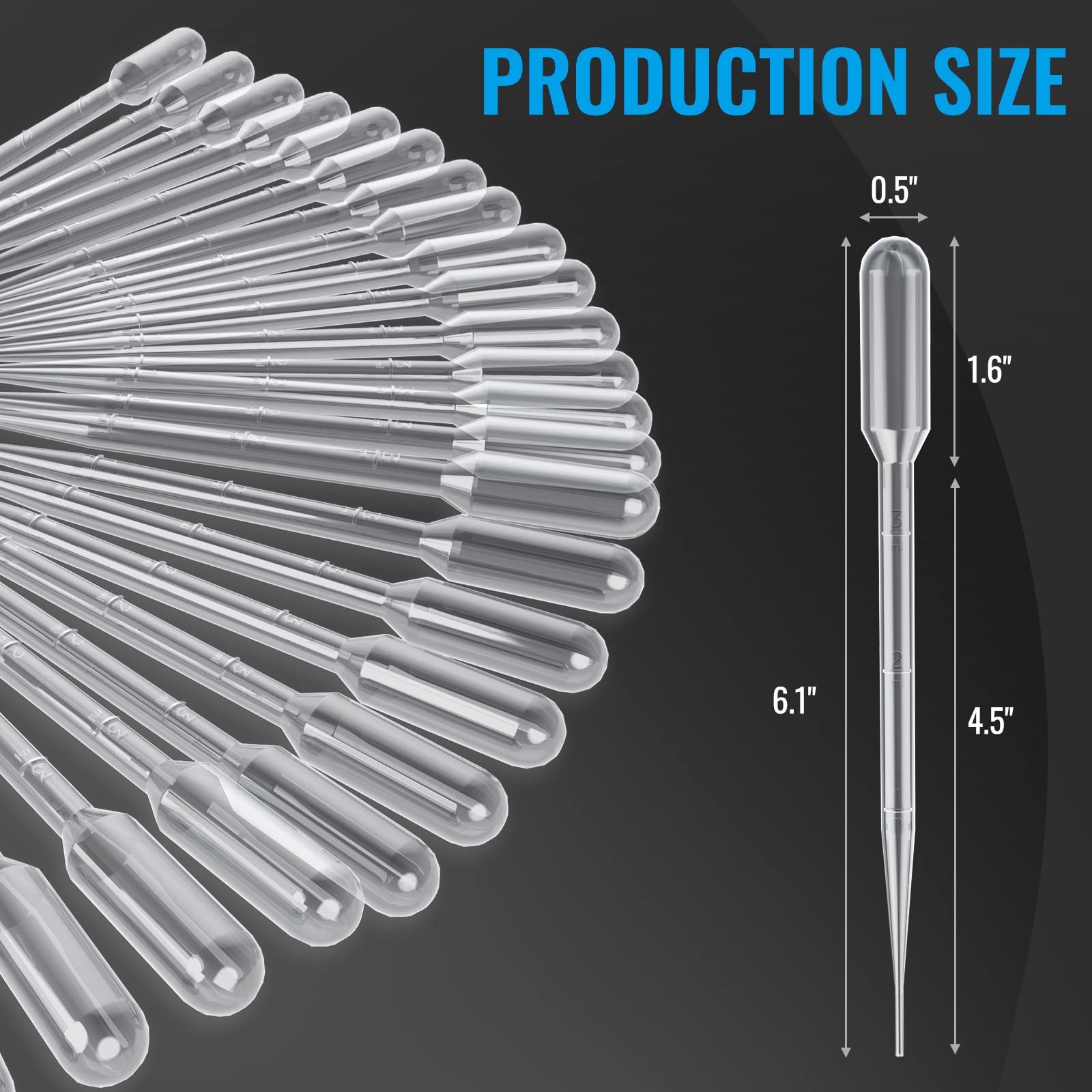 100 PCS 3ML DISPOSABLE TRANSFER PIPETTES CALIBRATED PLASTIC DROPPER SET