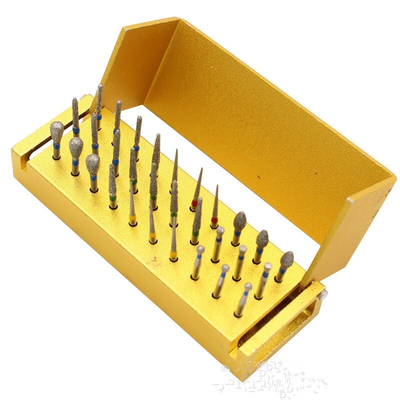 300Pc Dental Diamond Burs Drill 10* Disinfection Bur Block High Speed Handpiece