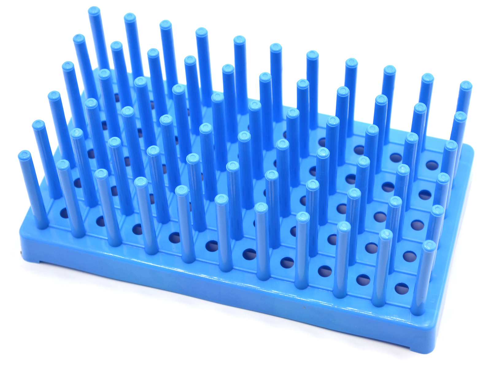 Eisco Labs Blue Plastic Test Tube Peg Drying Rack – Holds 50x 16mm Test Tubes
