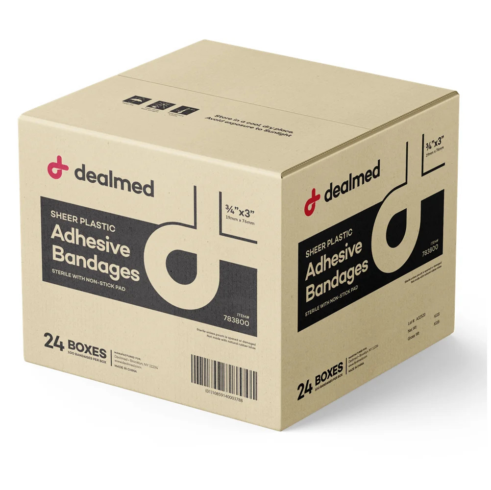 Dealmed 3/4″ x 3″ Sheer Plastic Adhesive Bandage, Case of 2400