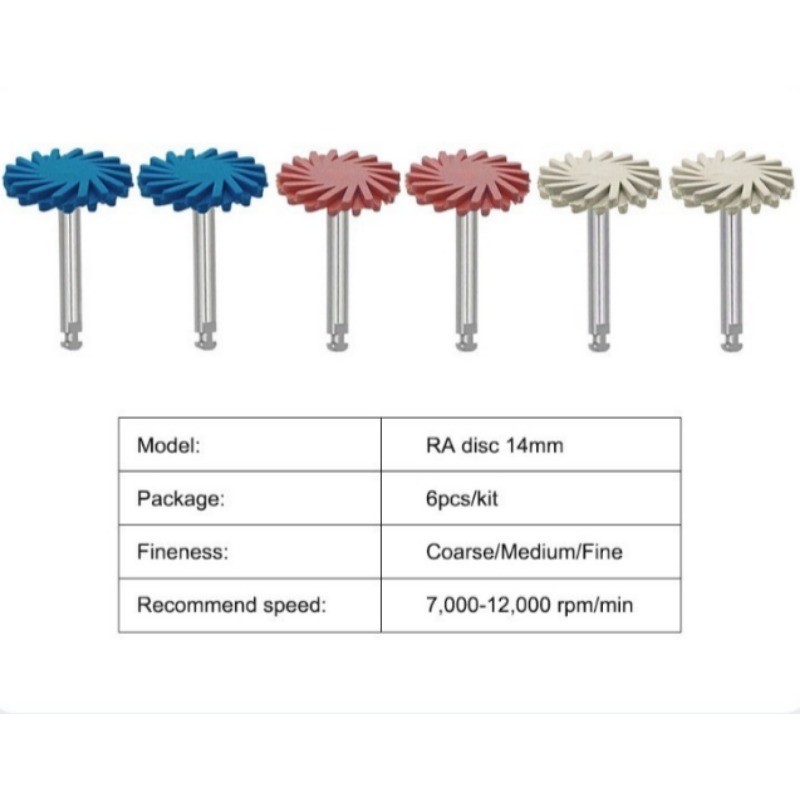 Dental Composite Polishing Diamond System RA 14mm Spiral Wheel Kit Silver 6pcs