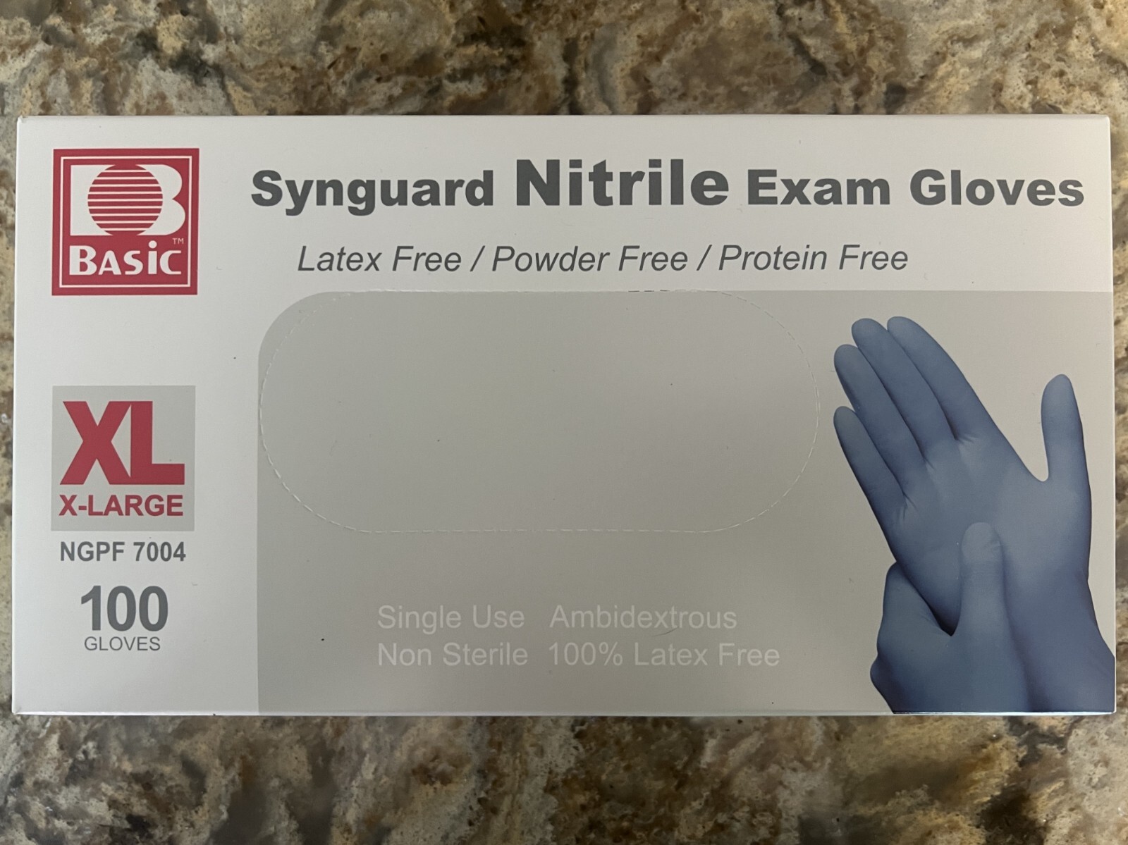 Basic Synguard Nitrile Exam Gloves NGPF 7004- XL 1 Pack of 100