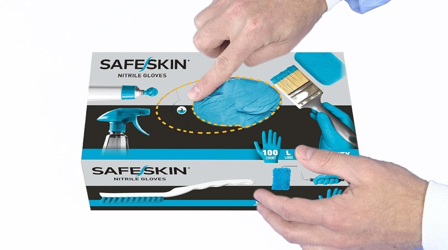 SafeSkin Nitrile Disposable Exam Gloves – Box of 100 Med Duty medium size