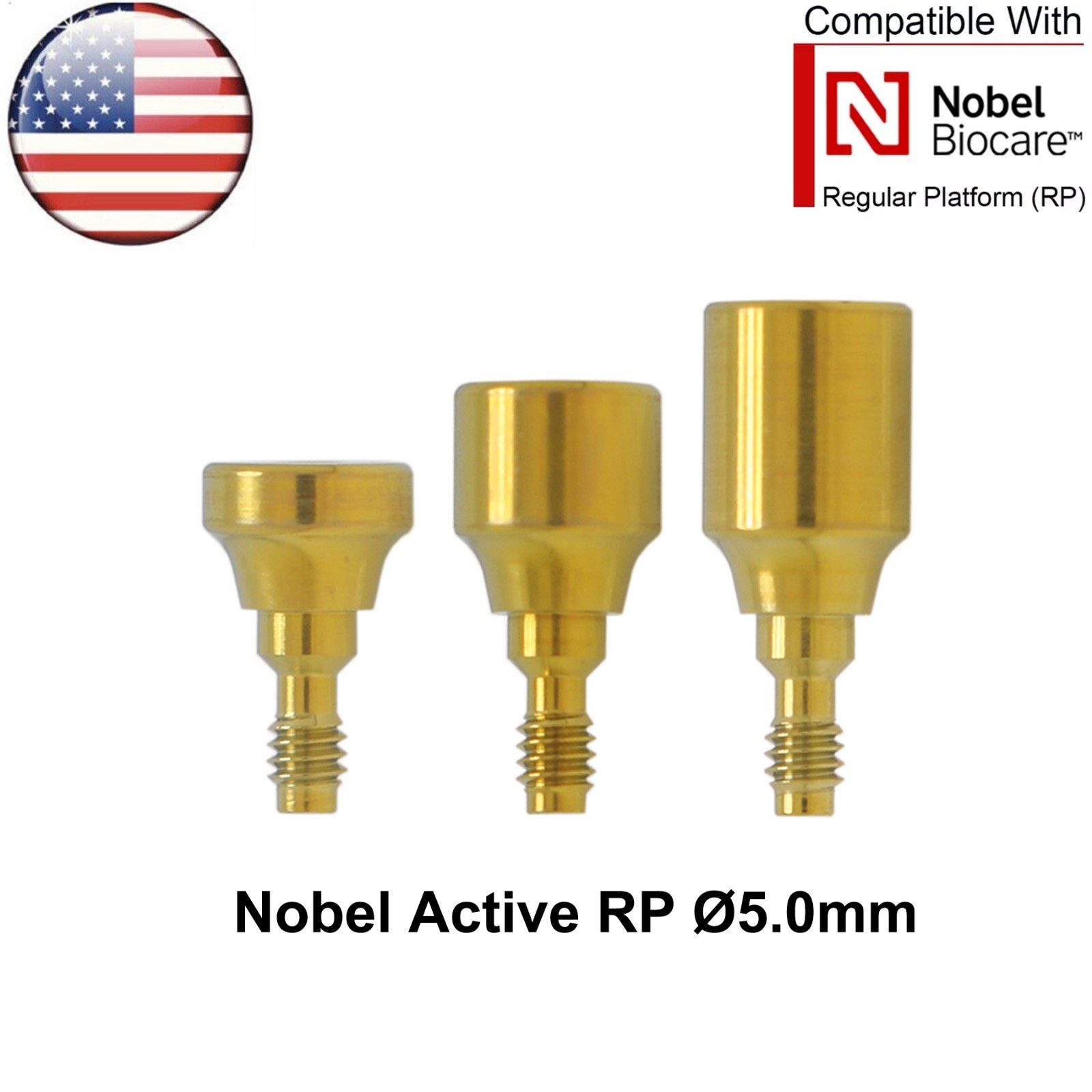 US Dental Healing Cap Abutment NP/RP Compatible with Nobel Active ∅3.6 ∅5.0 ∅6.0
