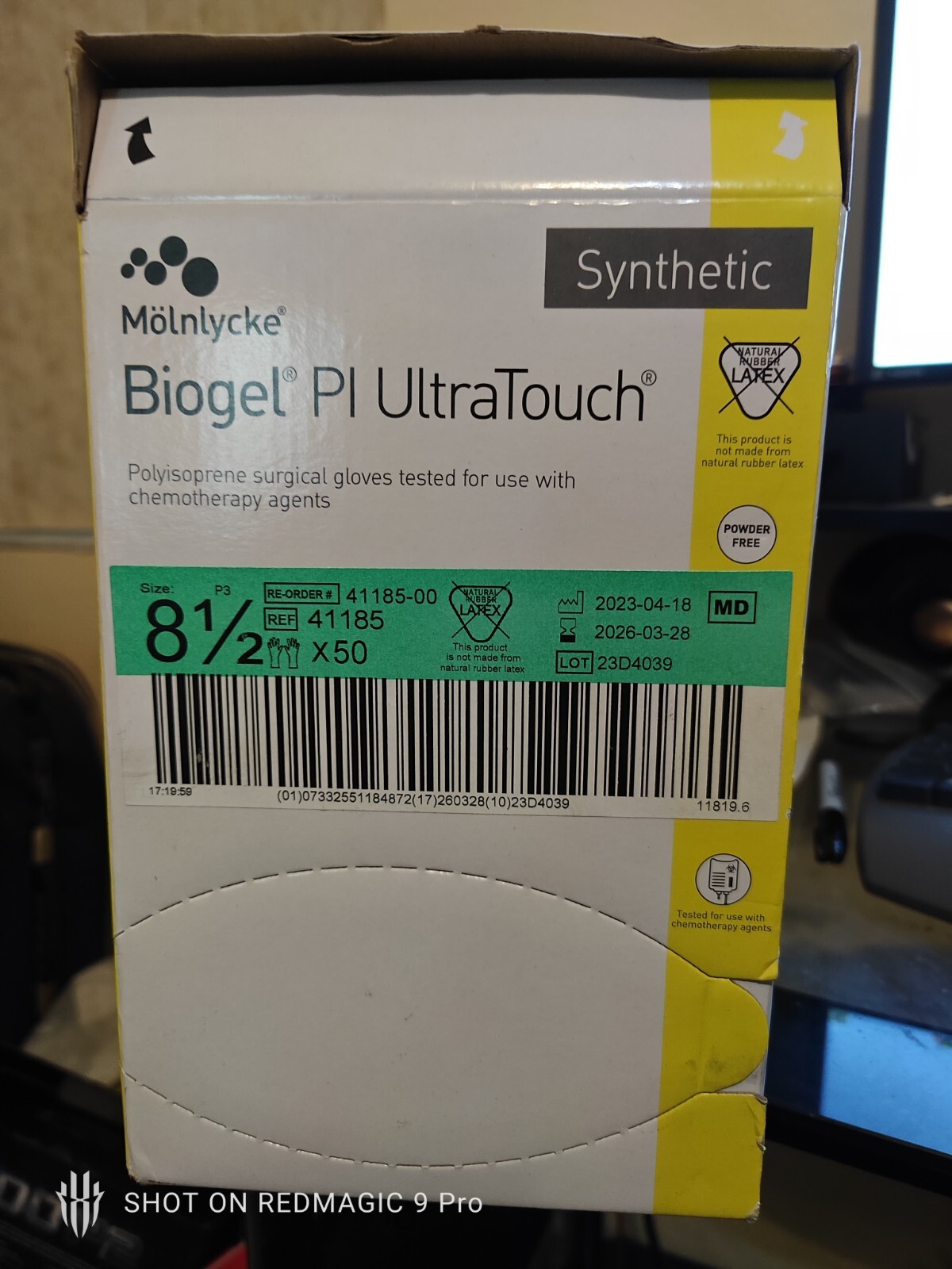 50-Pairs* 41185 Molnlycke Biogel PI UltraTouch PF SIZE 8.5 Surgical Gloves X2026
