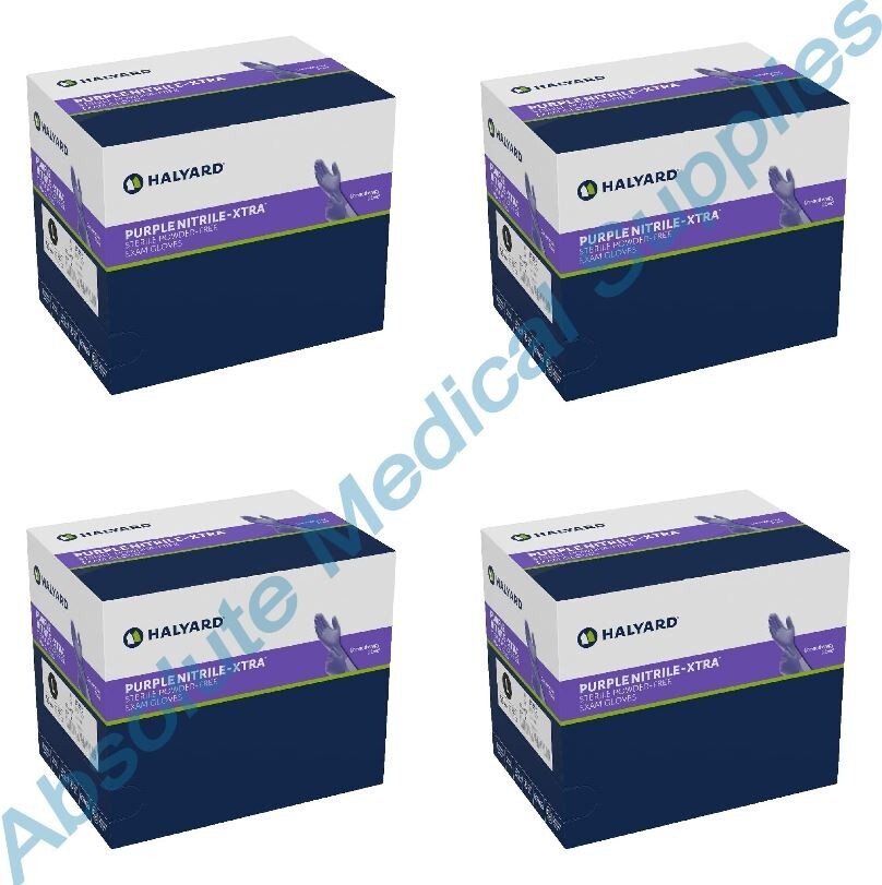 *200-Pair* Halyard Nitrile-Xtra PF Chemotherapy Exam Glove Purple Sterile 14262