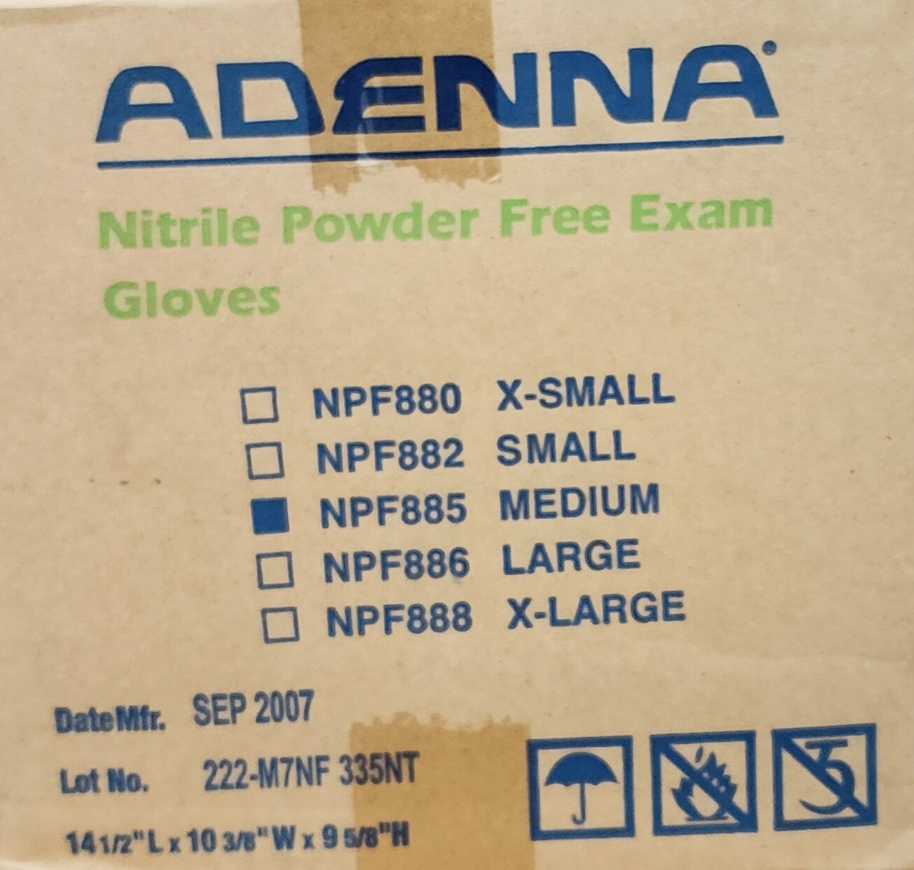 Adenna NPF885 Medium Nitrile Powder Free Exam Gloves