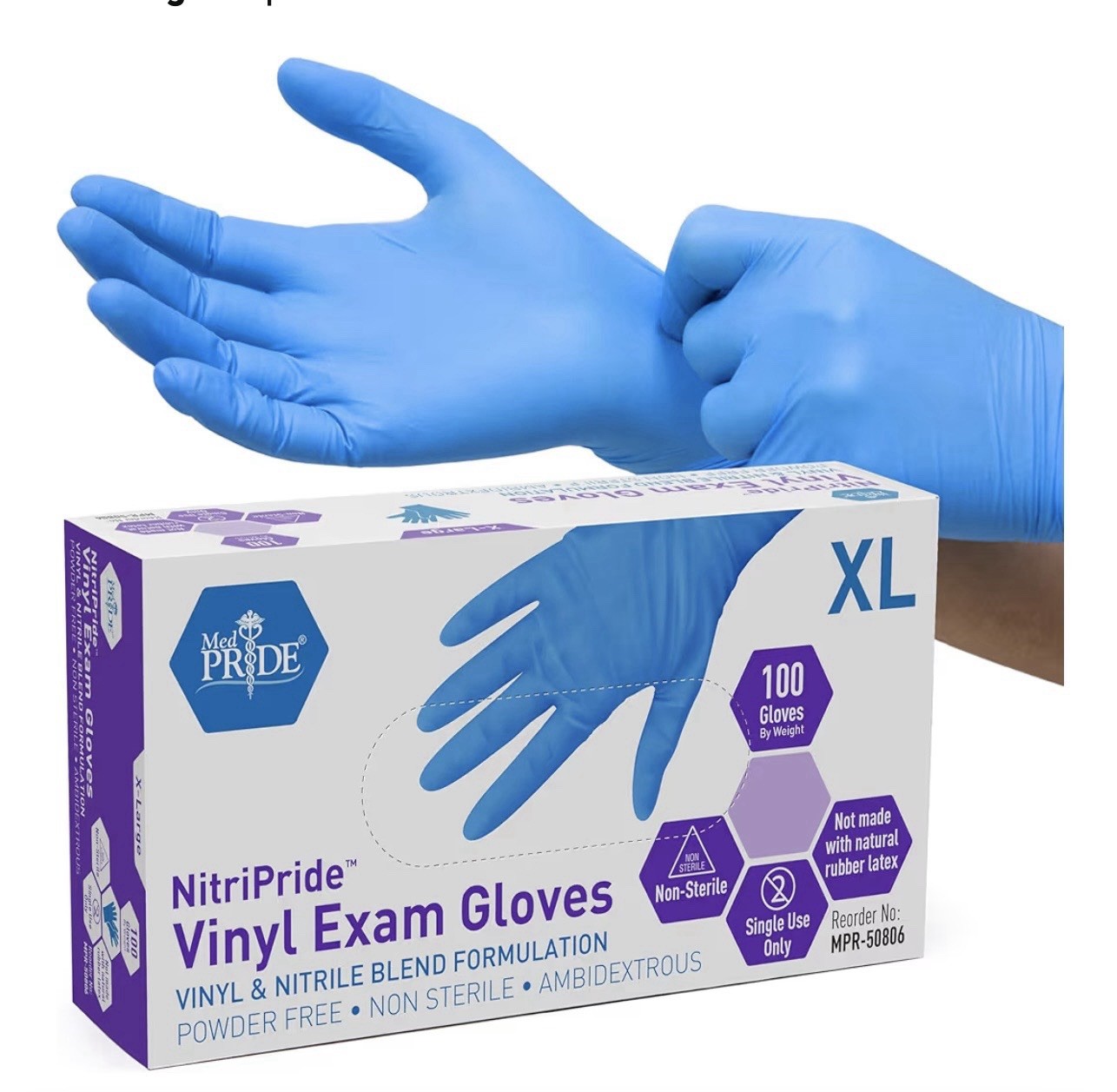 MED PRIDE Disposable Multipurpose Hand Protection Nitrile-Vinyl Blend Exam