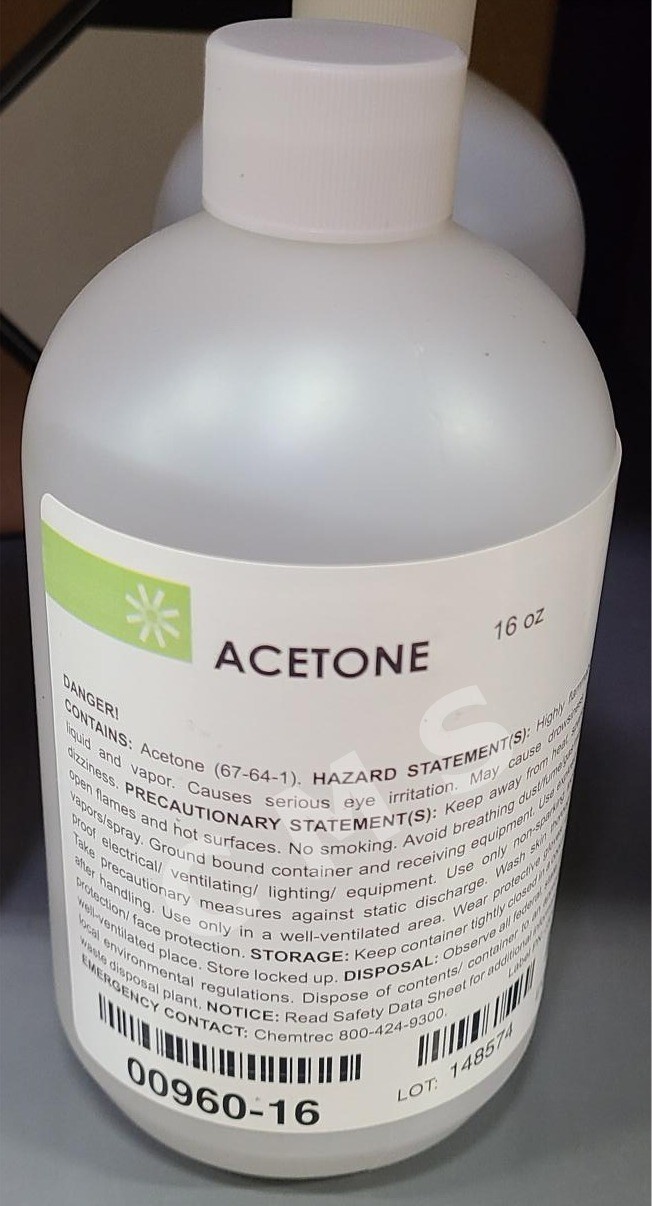 StatLab Medical Grade Acetone 100% 16 oz 400460 For Lab Use Only 454mL 00960-16