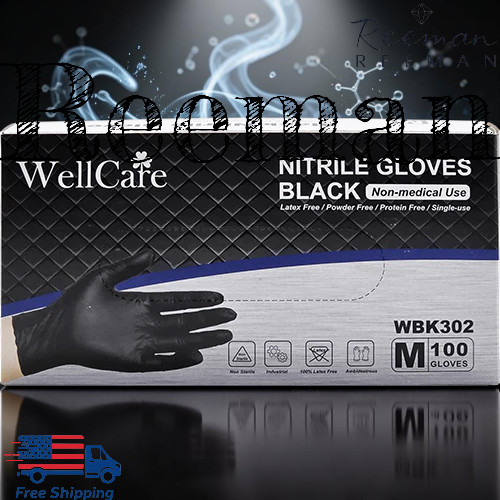Black Nitrile Disposable Gloves Powder & Latex Free Size M to XL 100 ct