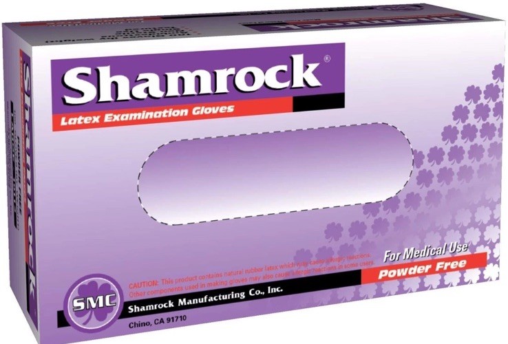 Shamrock Latex Exam Gloves Powder Free Textured Size Large 100 Count