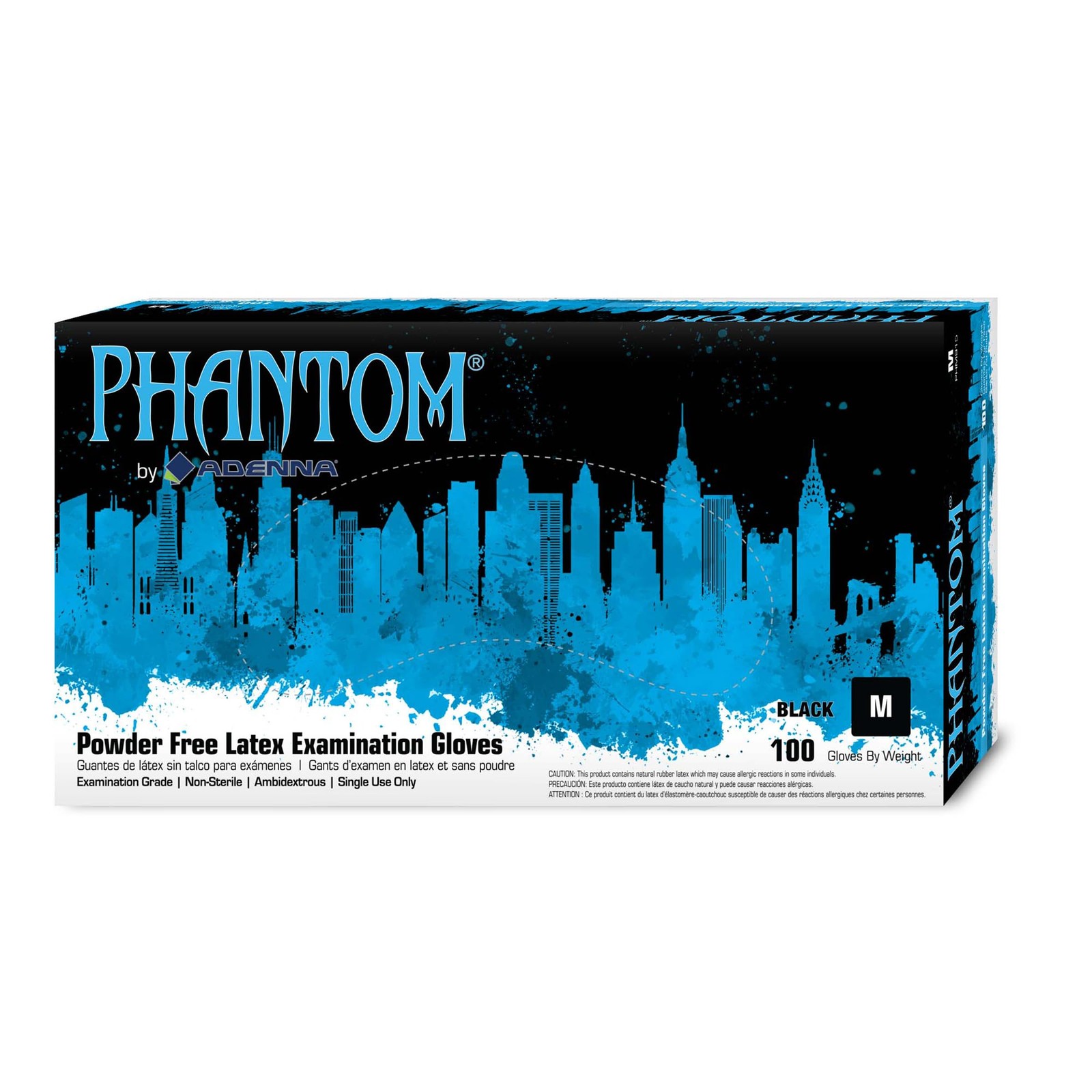 Adenna PHM915 Phantom 6 mil Powder-Free Latex Medium (Pack of 100), Black