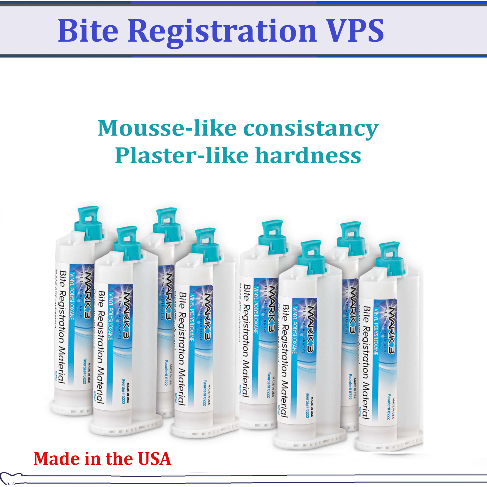 Dental Bite Registration VPS Material FAST or REGULAR Set, 50 ml Cartridges