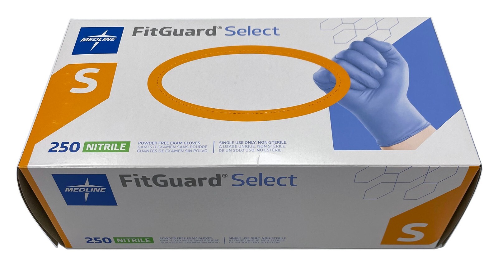 Medline FitGuard Touch Nitrile Exam Glove, 250 Count, Small, Blue
