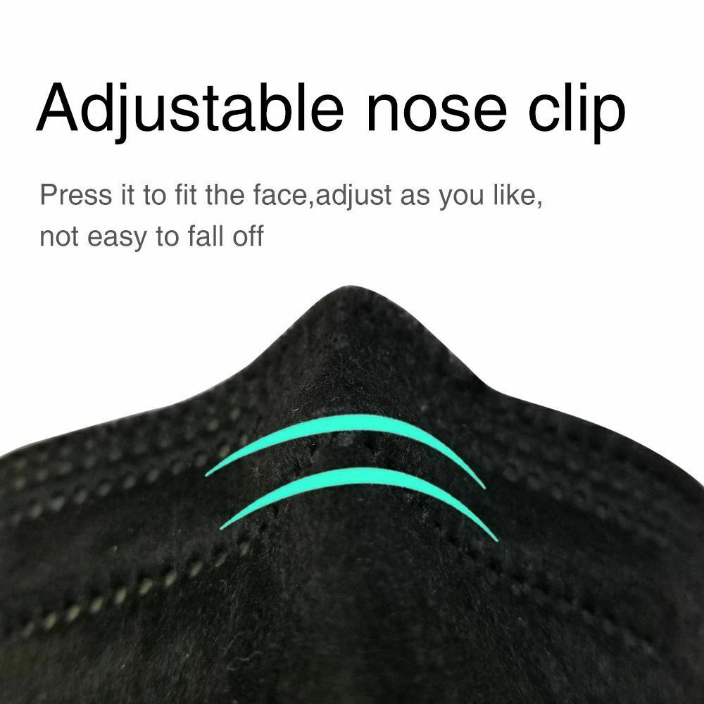 Protective 5 Layer Face Mask BFE 95% Black KN95 Disposable Respirator 50/100 Pc