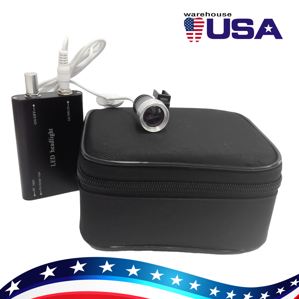 Portable Black LED Head Light Lamp With Clip for Dental Surgical Loupes USB Type