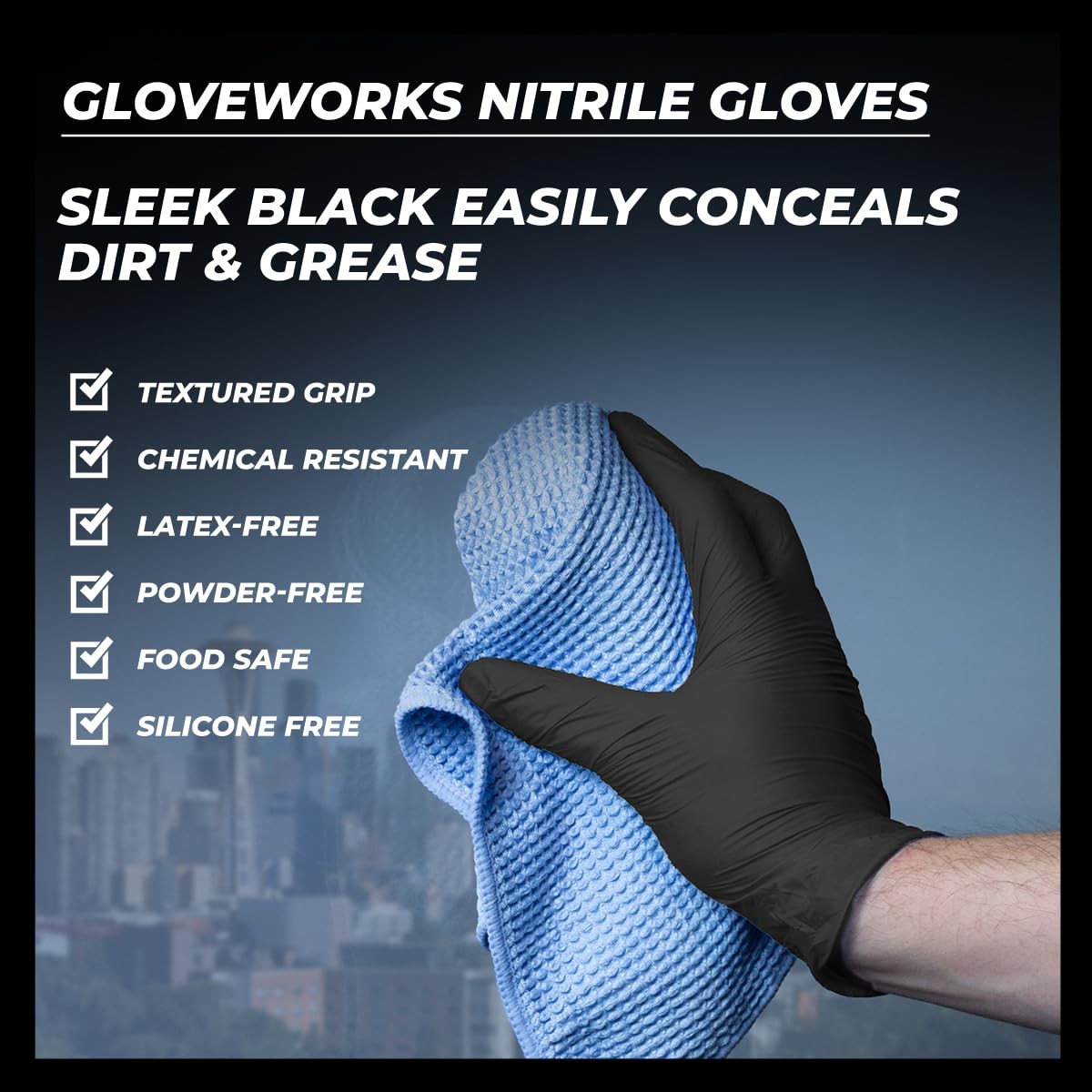 Black Nitrile Gloves 5 Mil Disposable for Food Service, Cooking, Professional…
