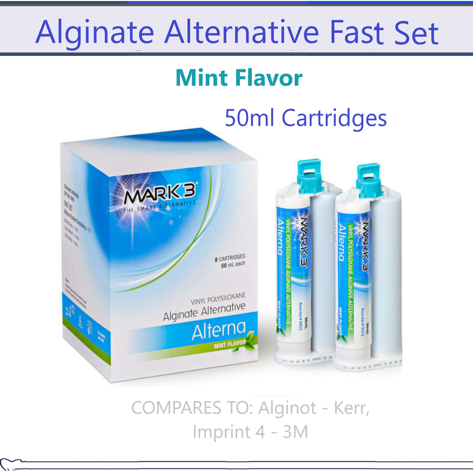 Dental Alginate Substitute Alternative Upto 8 x 50mL Cartridges, Fast Set – Mint