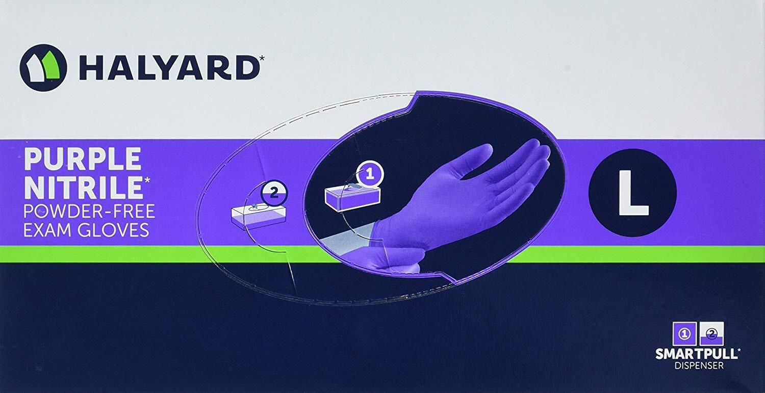 Halyard Health Purple Nitrile Exam Gloves Gloves, Large – 10 boxes of 100