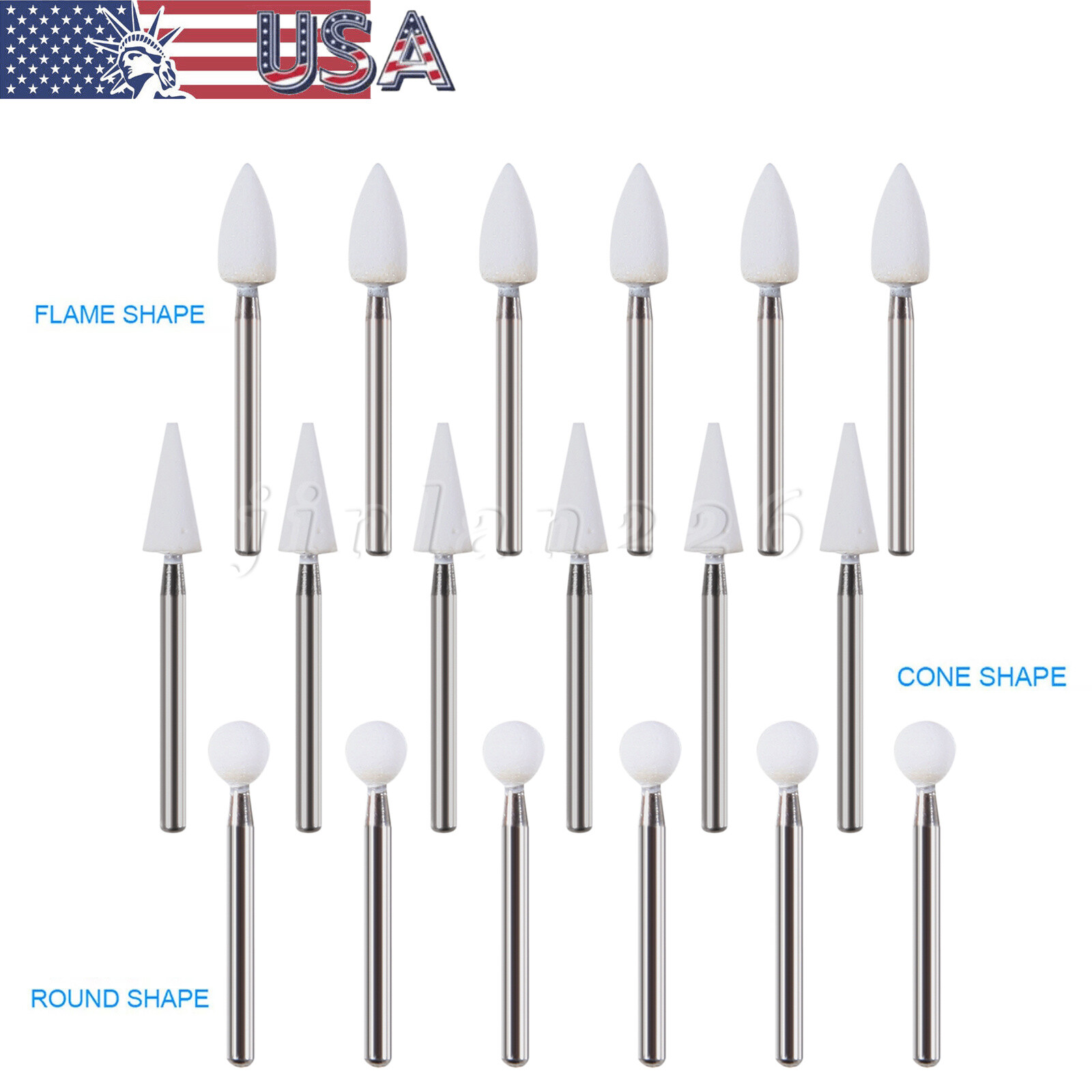 Dental White Stone Handpiece Polishing Burs FG Cone /Flame Shape Aluminum Oxide