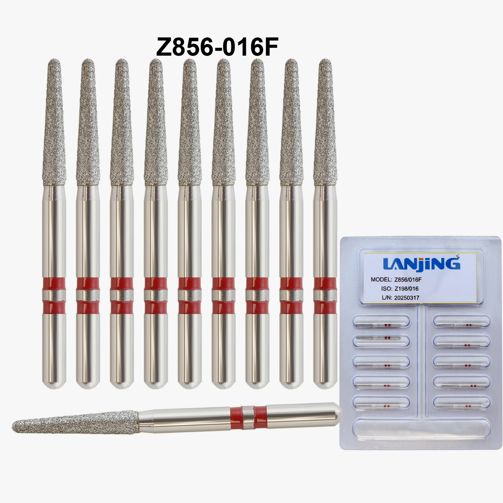 Zirconia Adjustment Diamond Burs Z856/016F Cutter Round End Taper Fine Grit FG