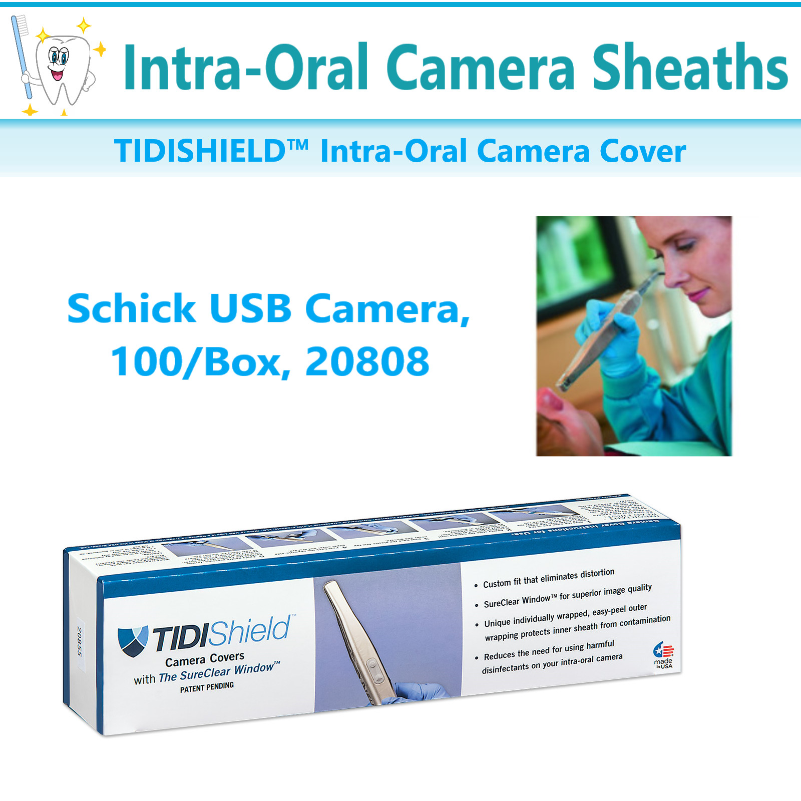 Dental INTRA-ORAL Camera Cover Sheath Schick USB Camera Cover, TIDISHIELD 20808