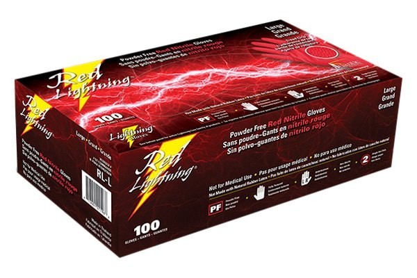 Atlantic Safety Products Red Lightning Nitrile PF Gloves, Disposable XXL