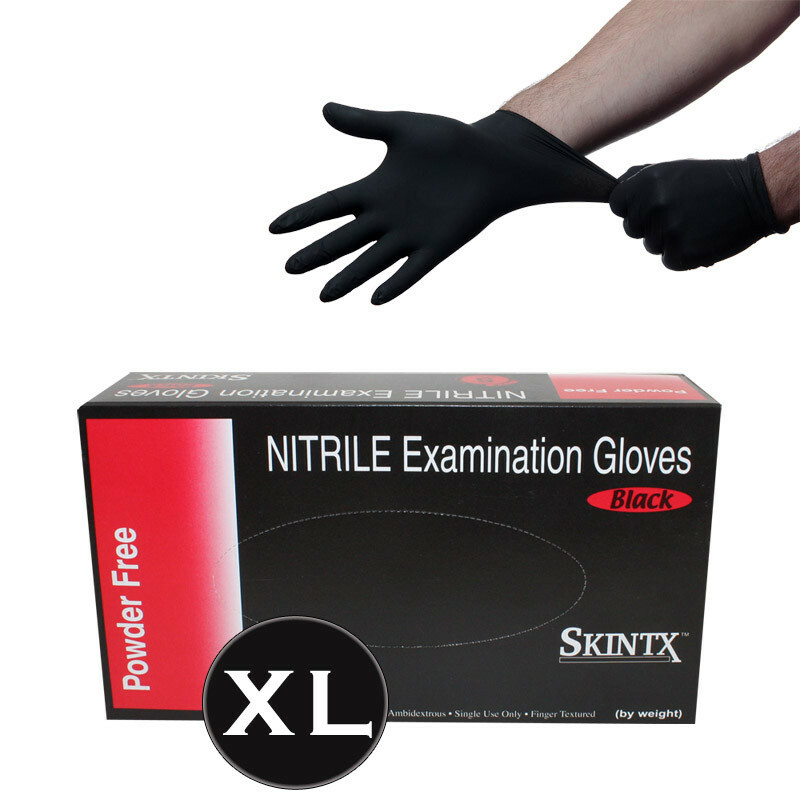 XL – One Box Black Nitrile Powder Free Medical Exam Tattoos Piercing Gloves