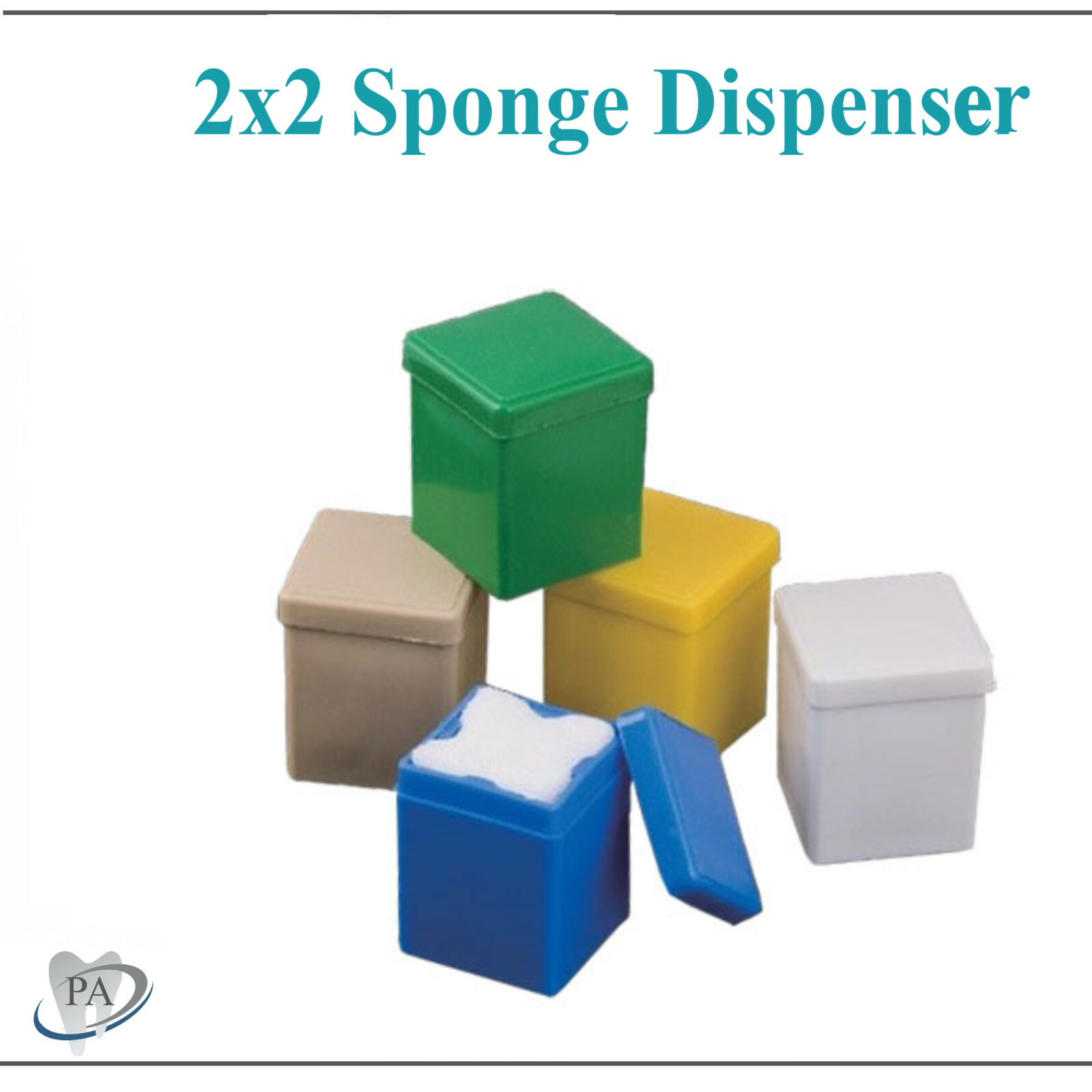 2″x 2″ SPONGE GAUZE DISPENSER – WHITE Or BLUE Or MAUVE – PLASDENT AUTOCLAVABLE