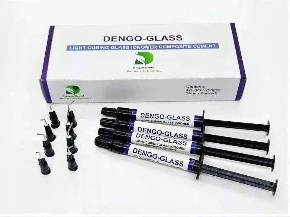 Dengen DENGOGLASS Light Cure Glass Ionomer Composite Cement Dental Kit 4x2g
