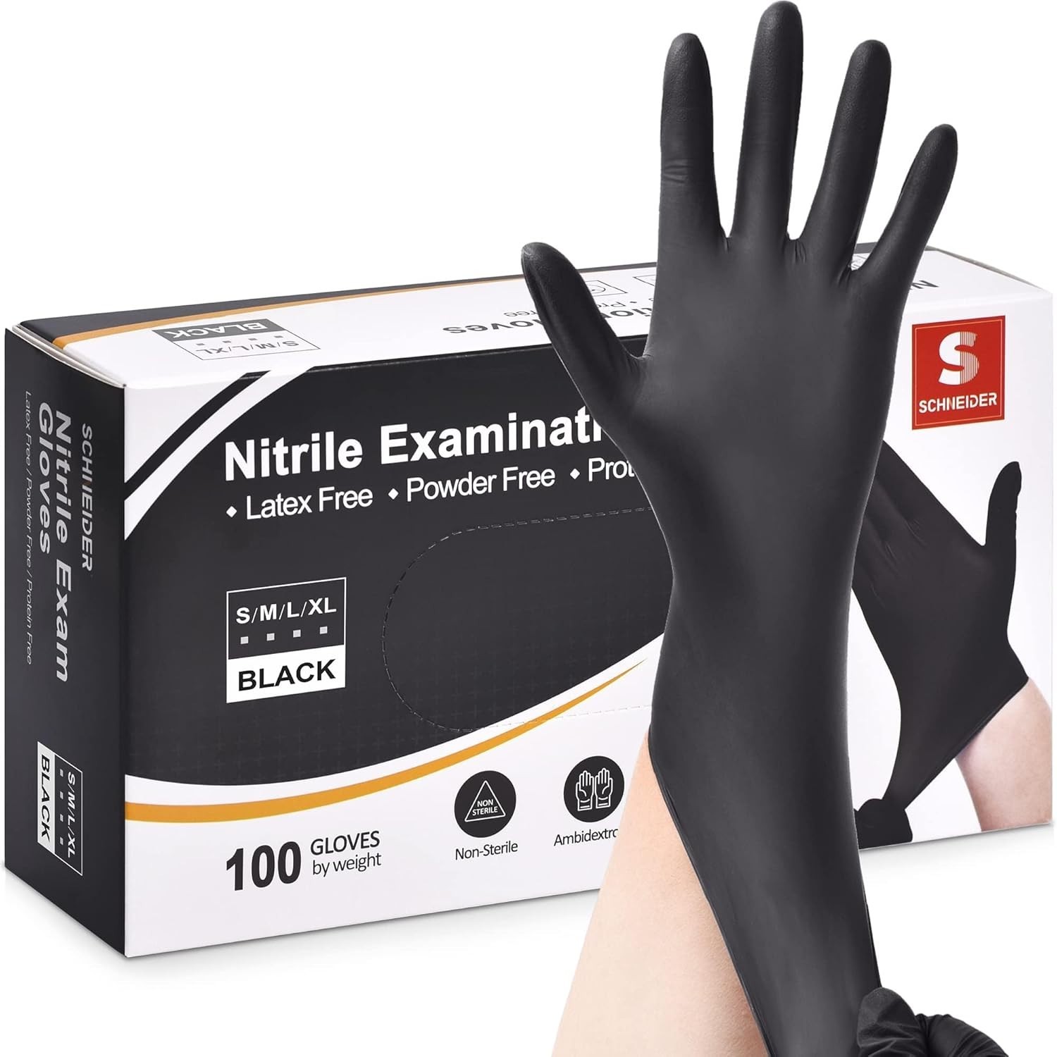 Durable Medium Black Nitrile Gloves – Latex & Powder-Free, 100-Count Box