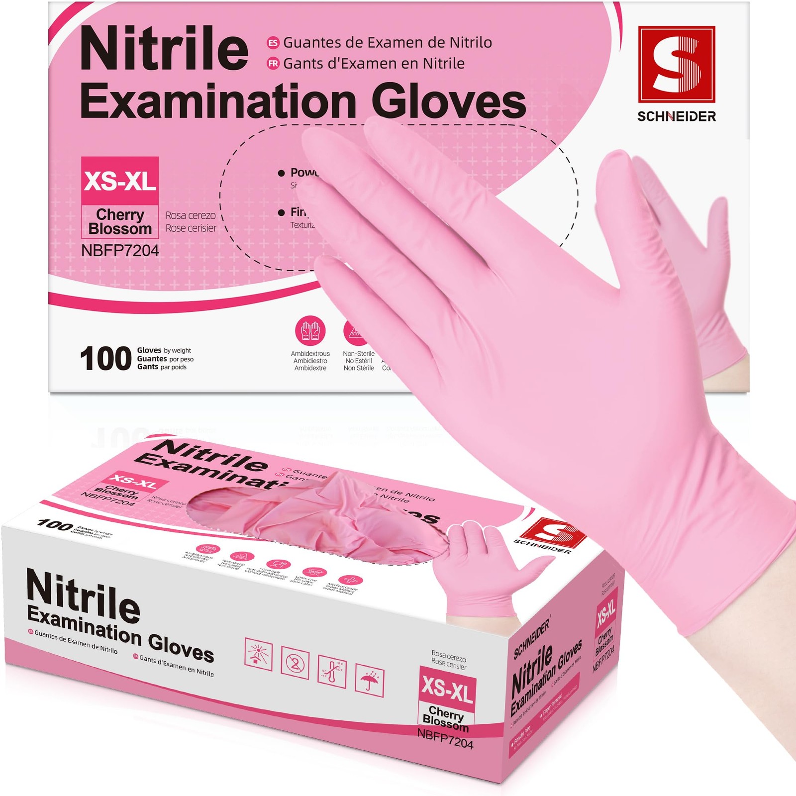 Schneider Nitrile Exam Gloves, 4-mil Medical Gloves Disposable Latex Free,