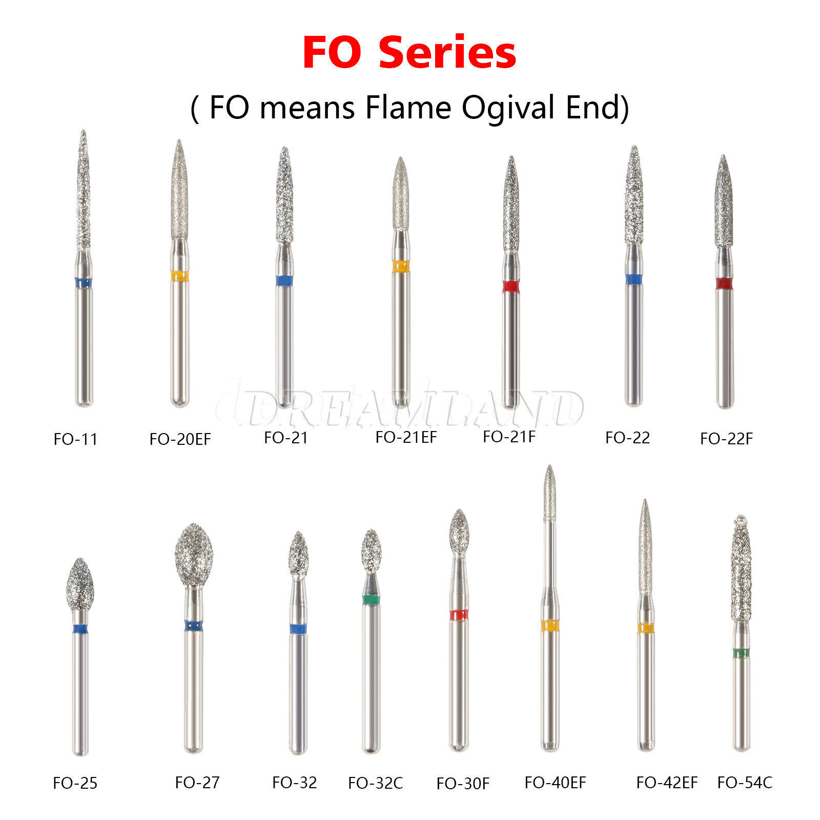 Dental Diamond Burs For High Speed Handpiece Friction Grip FG1.6mm Flame Ogival