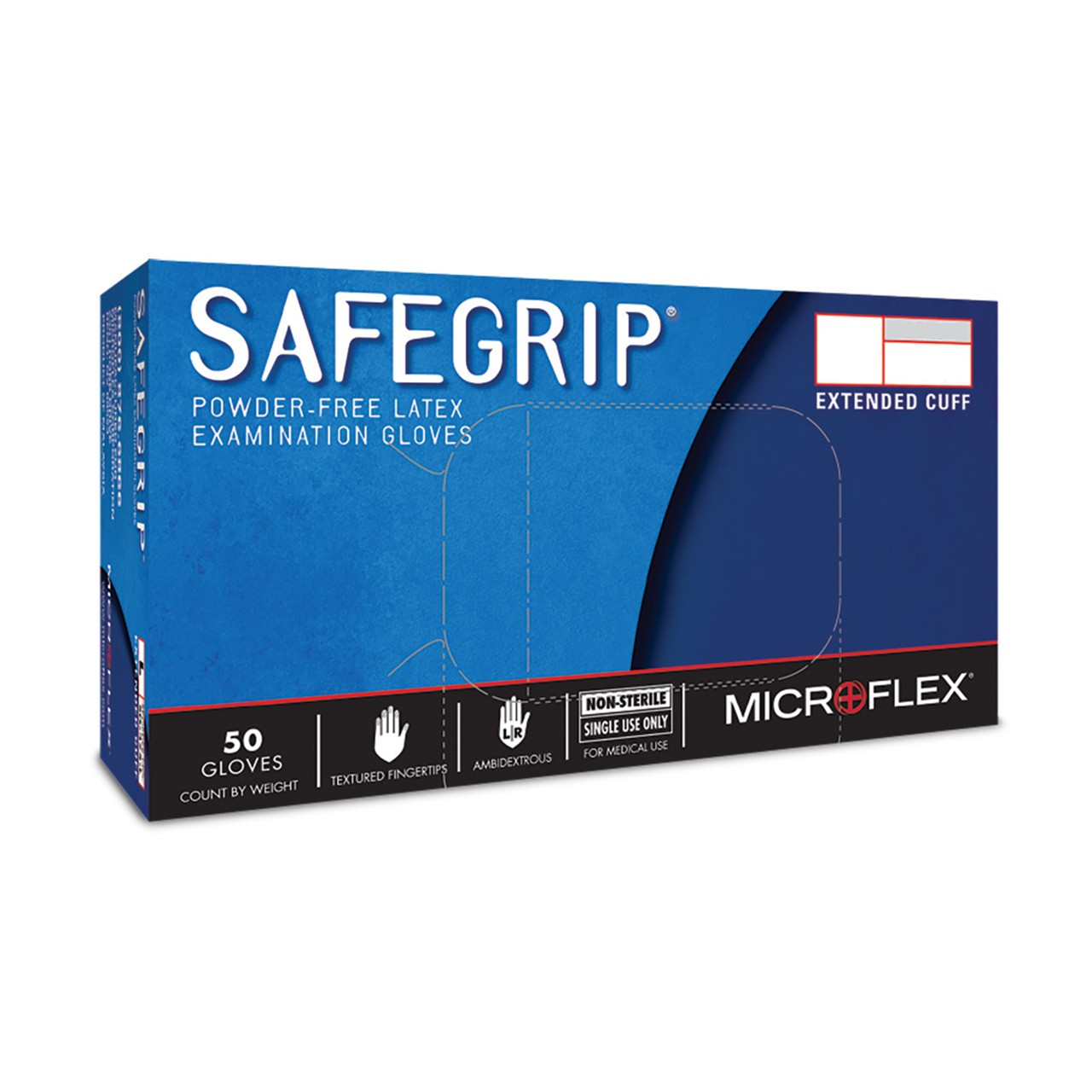 Microflex SG-375L SafeGrip Powder Free Latex Gloves – Large