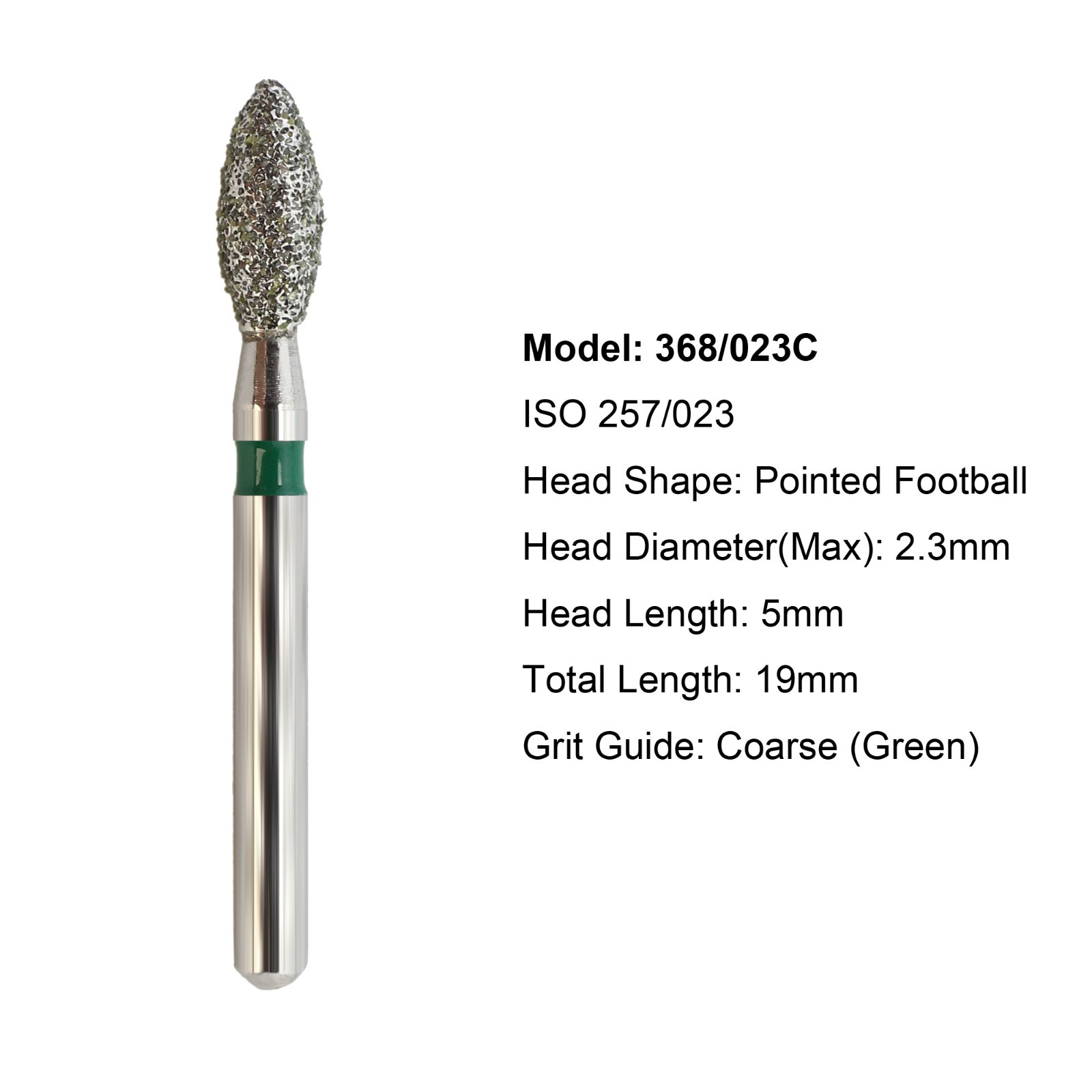 Dental Pointed Football Diamond Bur FG 368 Burs Fine Coarse Burr Friction Grip
